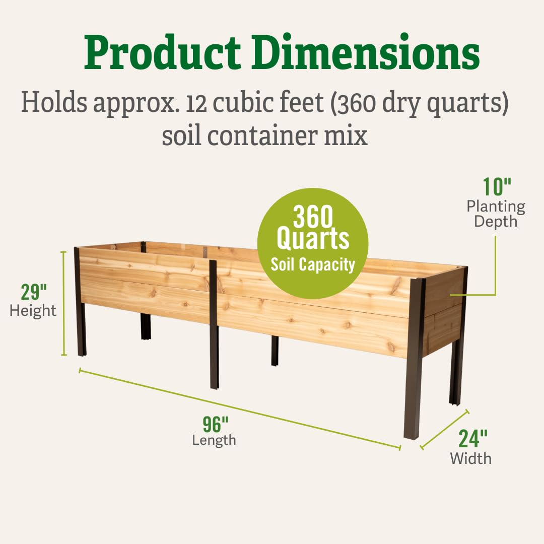 Gardener's Supply Elevated Cedar Raised Garden Bed – 2' x 8'