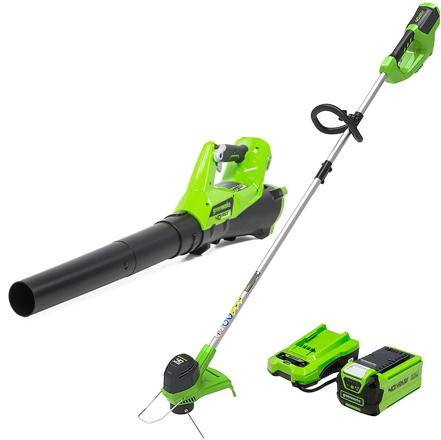 Greenworks 40V 12" String Trimmer & Blower Combo – 2.0Ah Battery