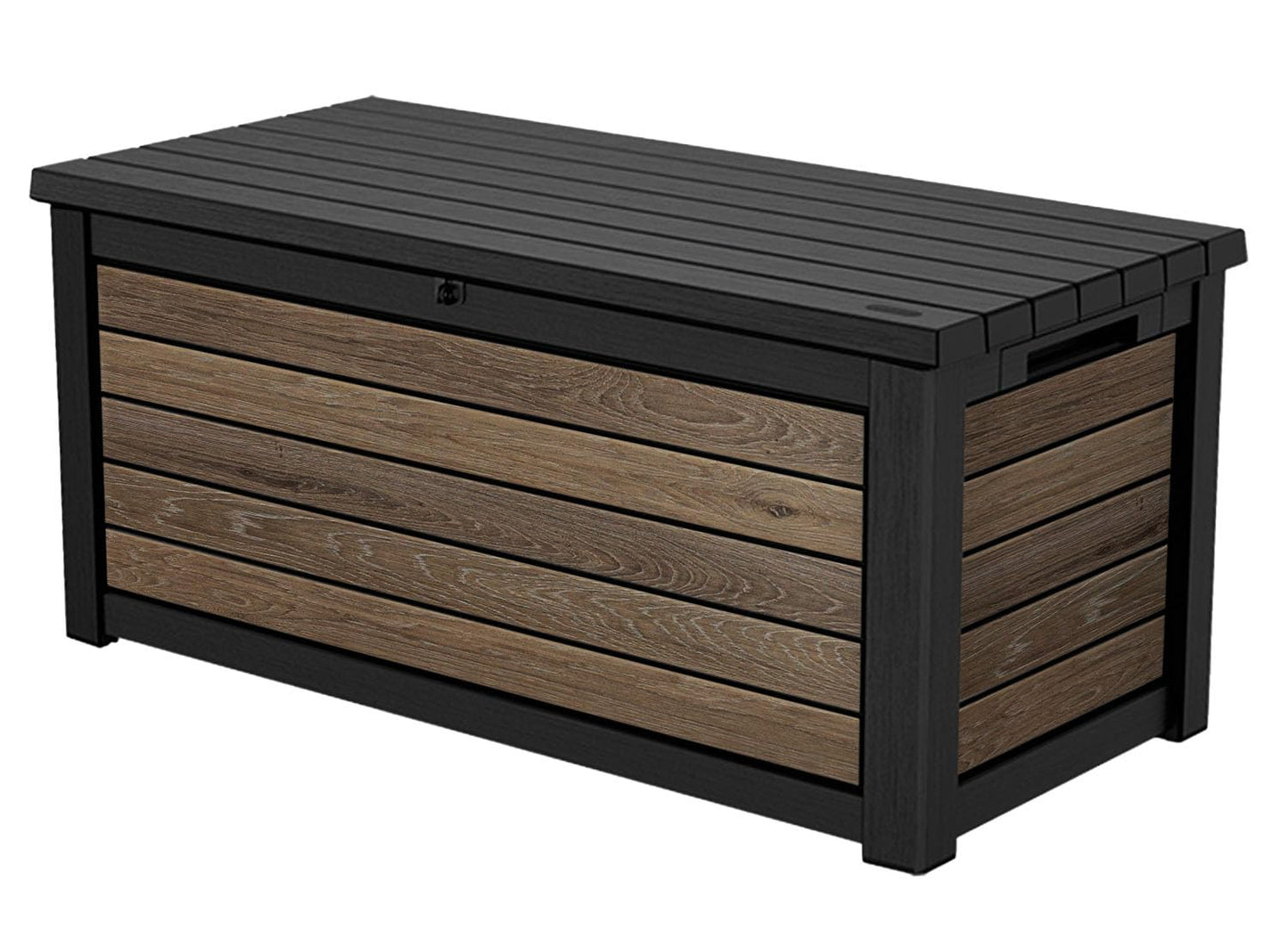 Keter Signature 165-Gallon Resin Outdoor Deck Storage Box – Walnut