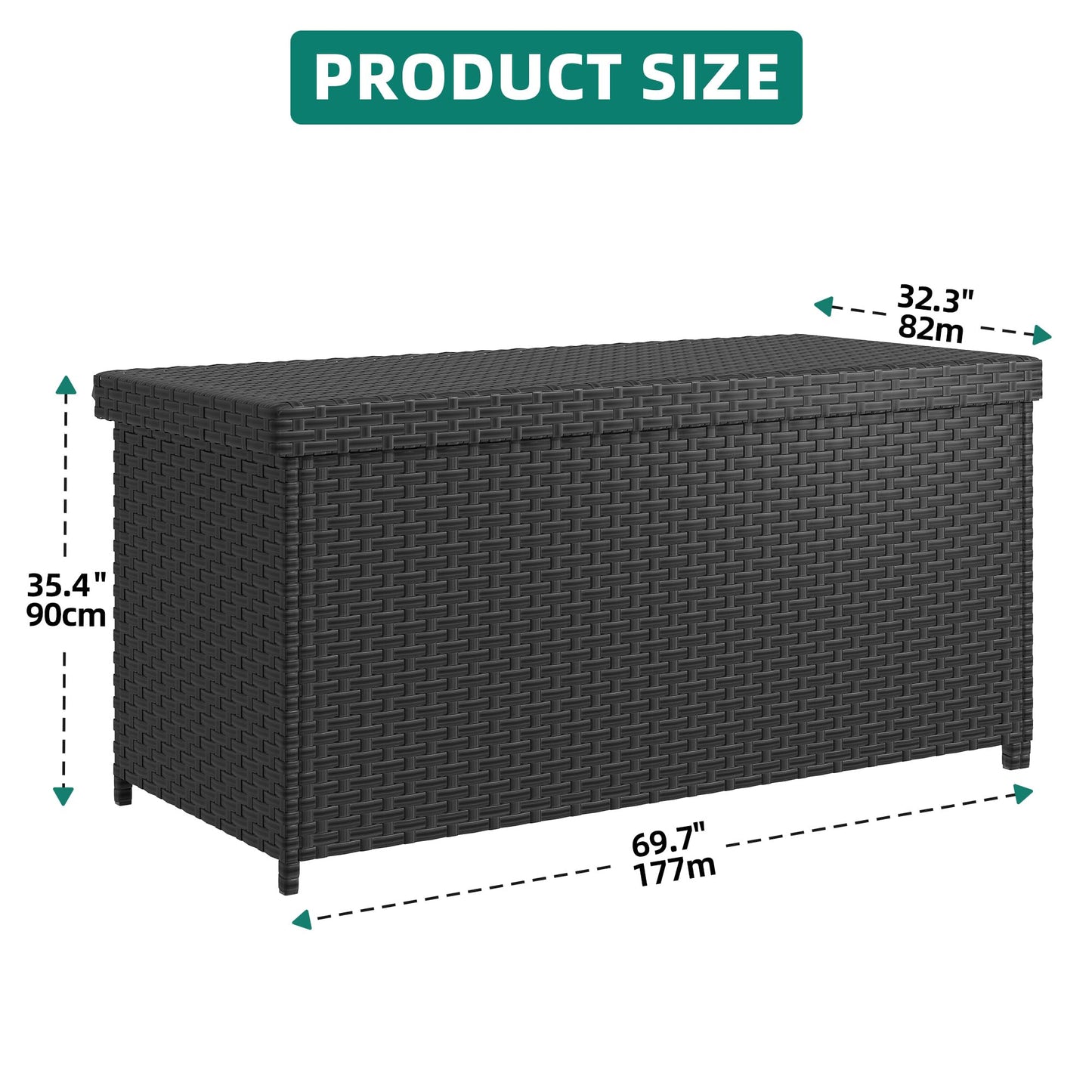 YITAHOME 260 Gallon Outdoor Deck Box, PE Rattan, Black