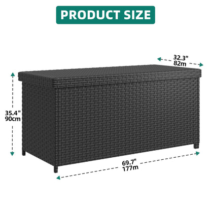 YITAHOME 260 Gallon Outdoor Deck Box, PE Rattan, Black