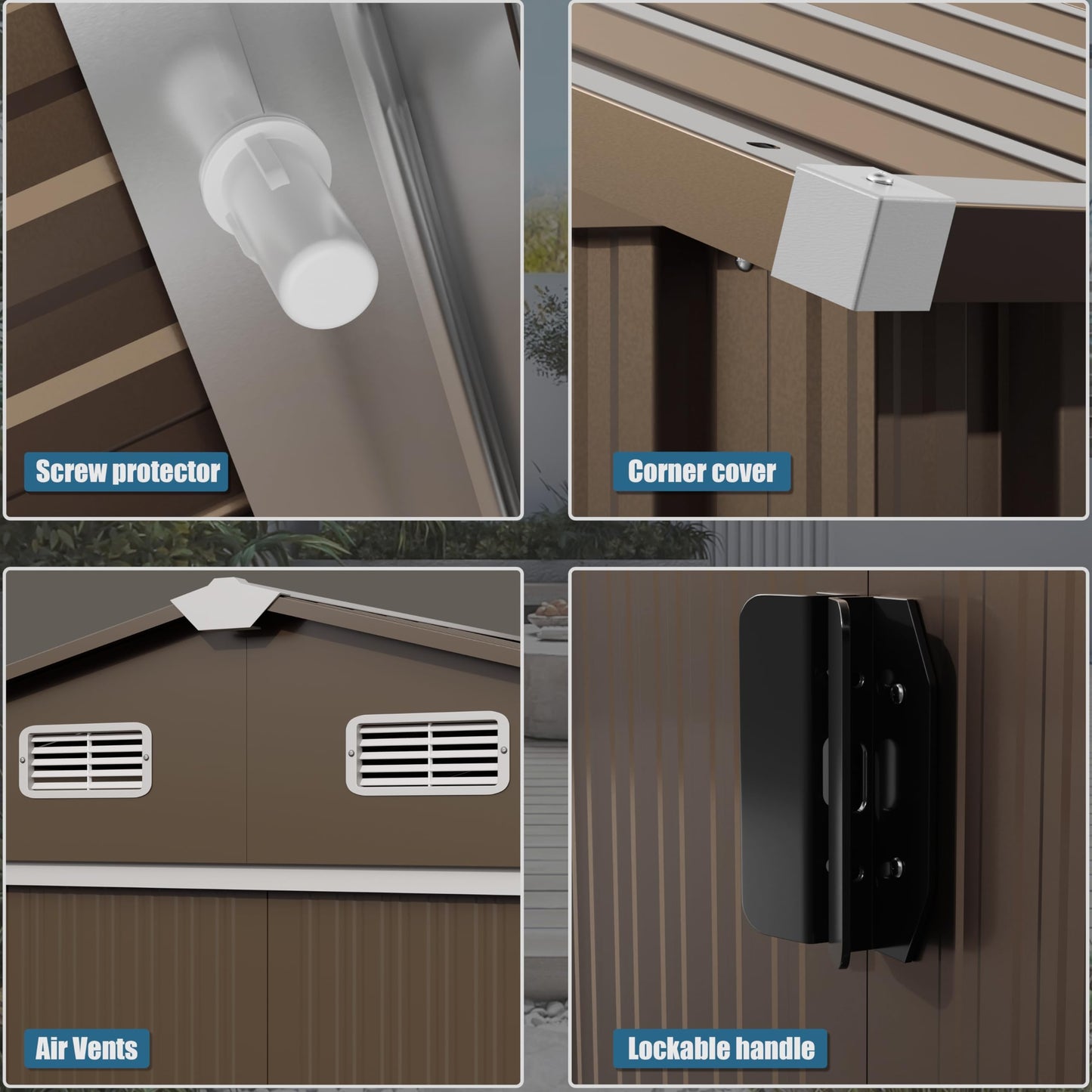 RTDTD 10x8 FT Metal Storage Shed with Sliding Door & Air Vents