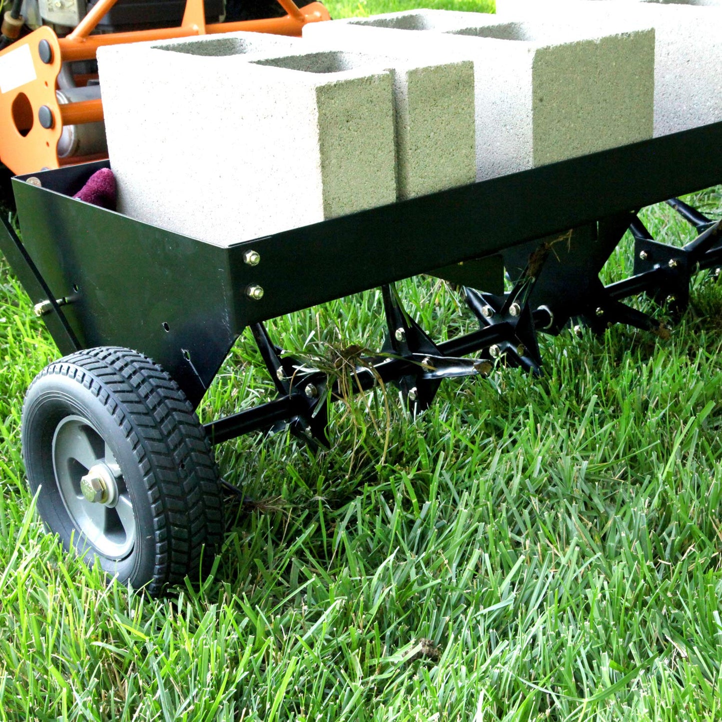 Brinly PA-482BH-A2 48-In Tow-Behind Plug Aerator, Matte Black