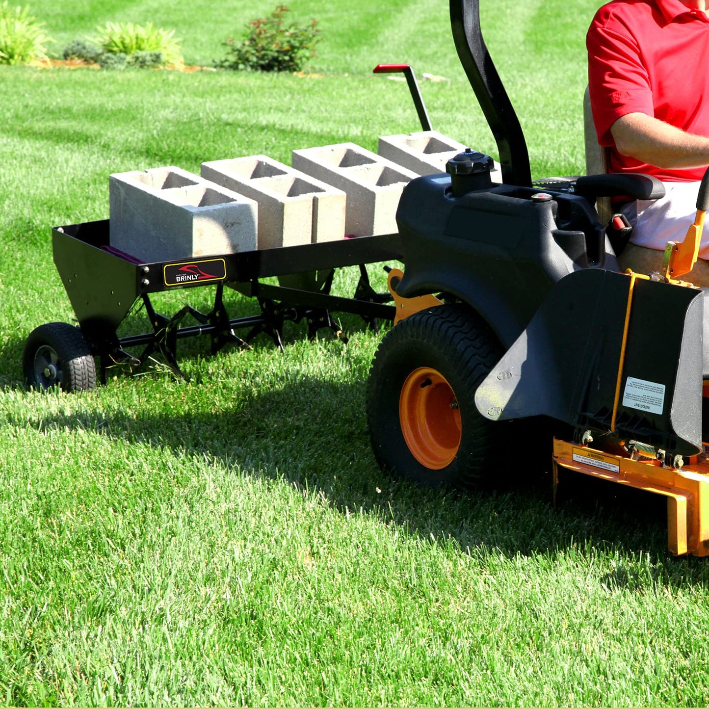 Brinly PA-482BH-A2 48-In Tow-Behind Plug Aerator, Matte Black