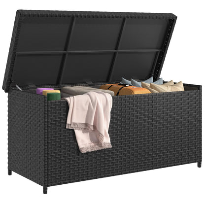 YITAHOME 260 Gallon Outdoor Deck Box, PE Rattan, Black