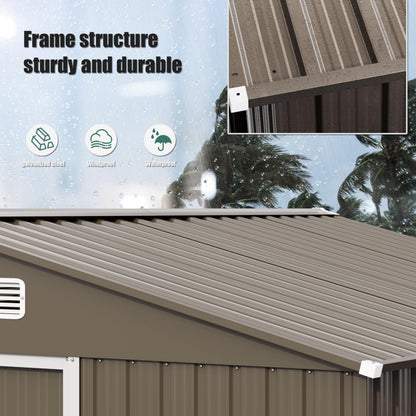 RTDTD 10x8 FT Metal Storage Shed with Sliding Door & Air Vents