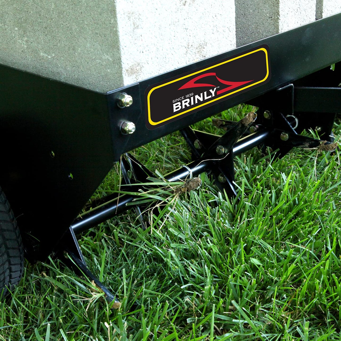 Brinly PA-482BH-A2 48-In Tow-Behind Plug Aerator, Matte Black
