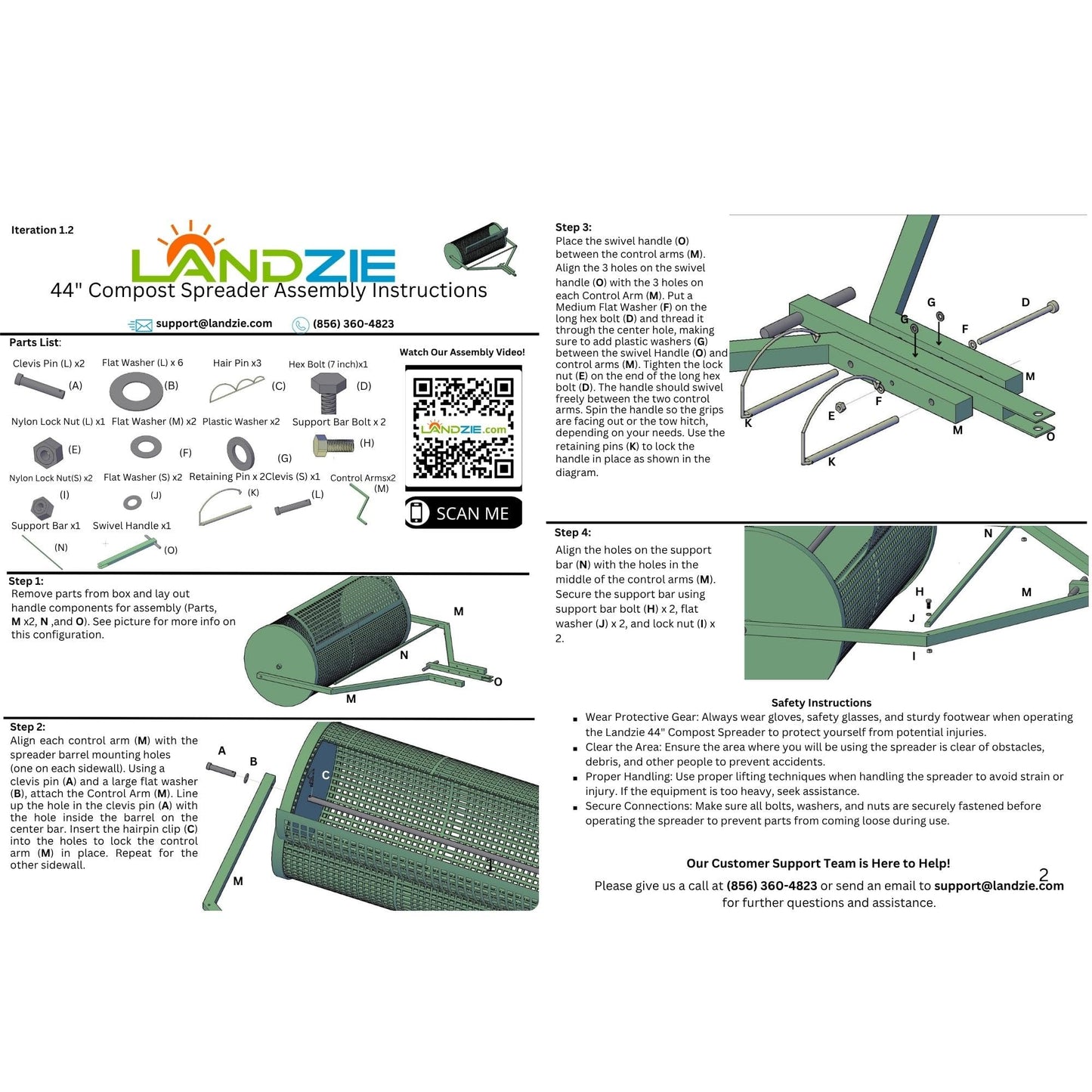 LANDZIE 44-Inch Metal Mesh Lawn Spreader – Compost & Topdressing