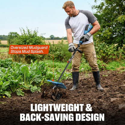 SENIX 60V Cordless Tiller Cultivator, 11" Width, 3.0Ah Battery