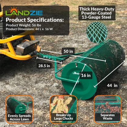 LANDZIE 44-Inch Metal Mesh Lawn Spreader – Compost & Topdressing
