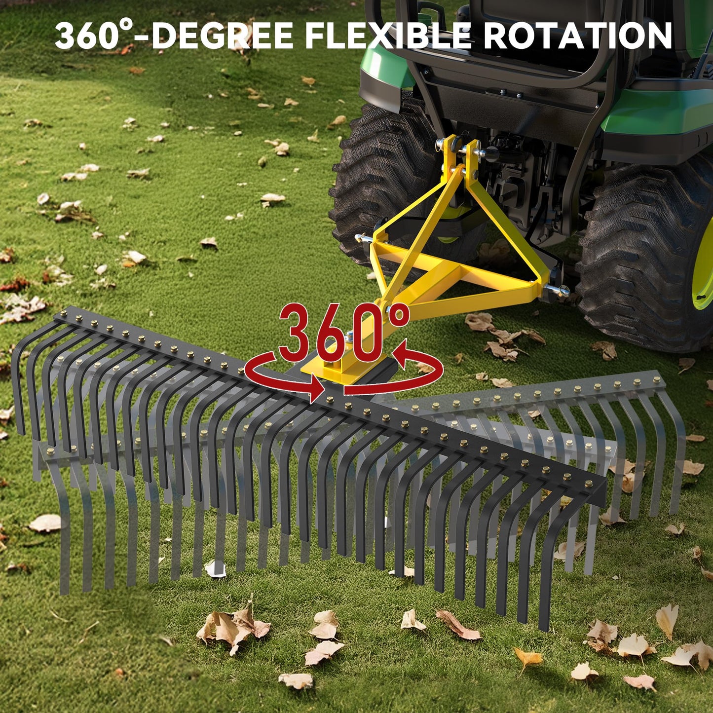 YITAMOTOR 5 FT 3-Point Landscape Rock Rake for CAT 1 Tractors