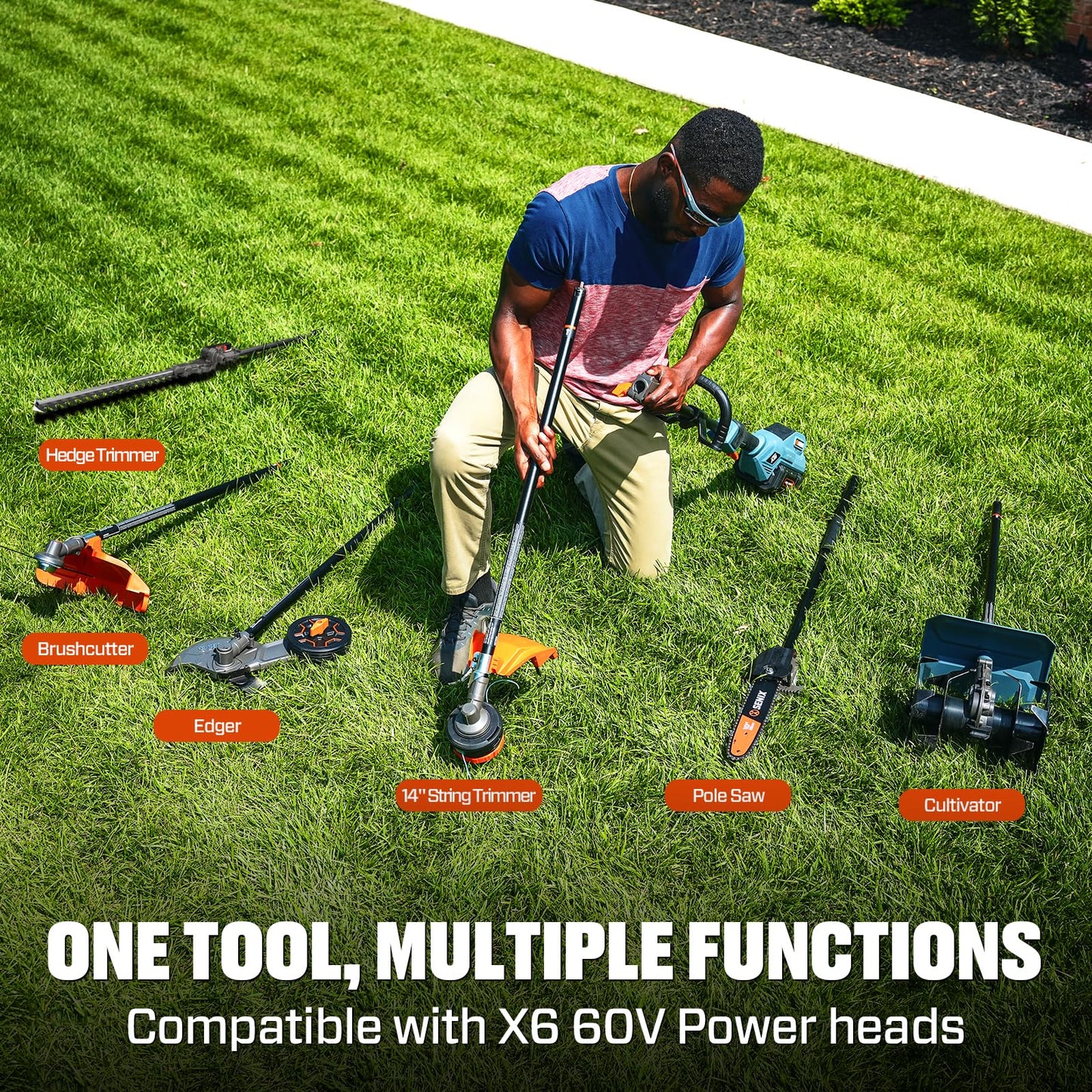 SENIX 60V Cordless Tiller Cultivator, 11" Width, 3.0Ah Battery