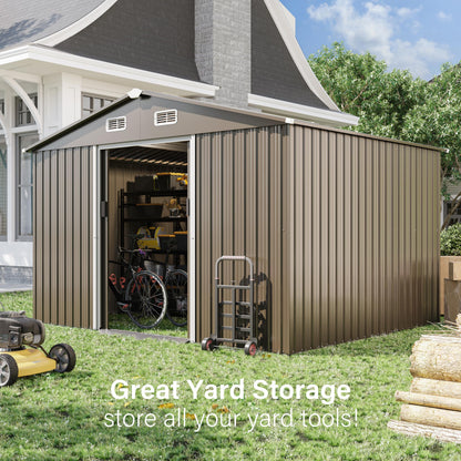 RTDTD 10x8 FT Metal Storage Shed with Sliding Door & Air Vents
