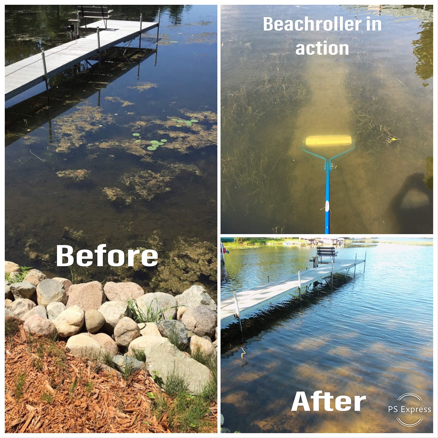 Beachroller Lake Weed Removal Tool with 20-Ft Handle & Steel Blades