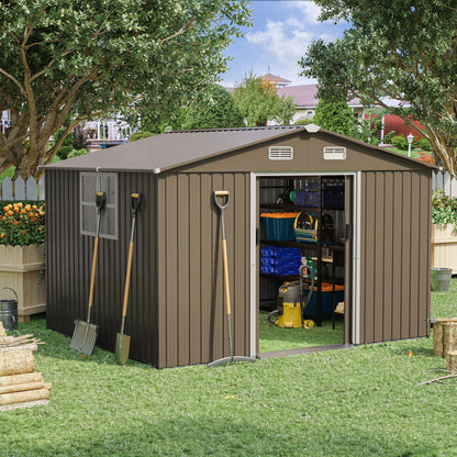 RTDTD 10x8 FT Metal Storage Shed with Sliding Door & Air Vents